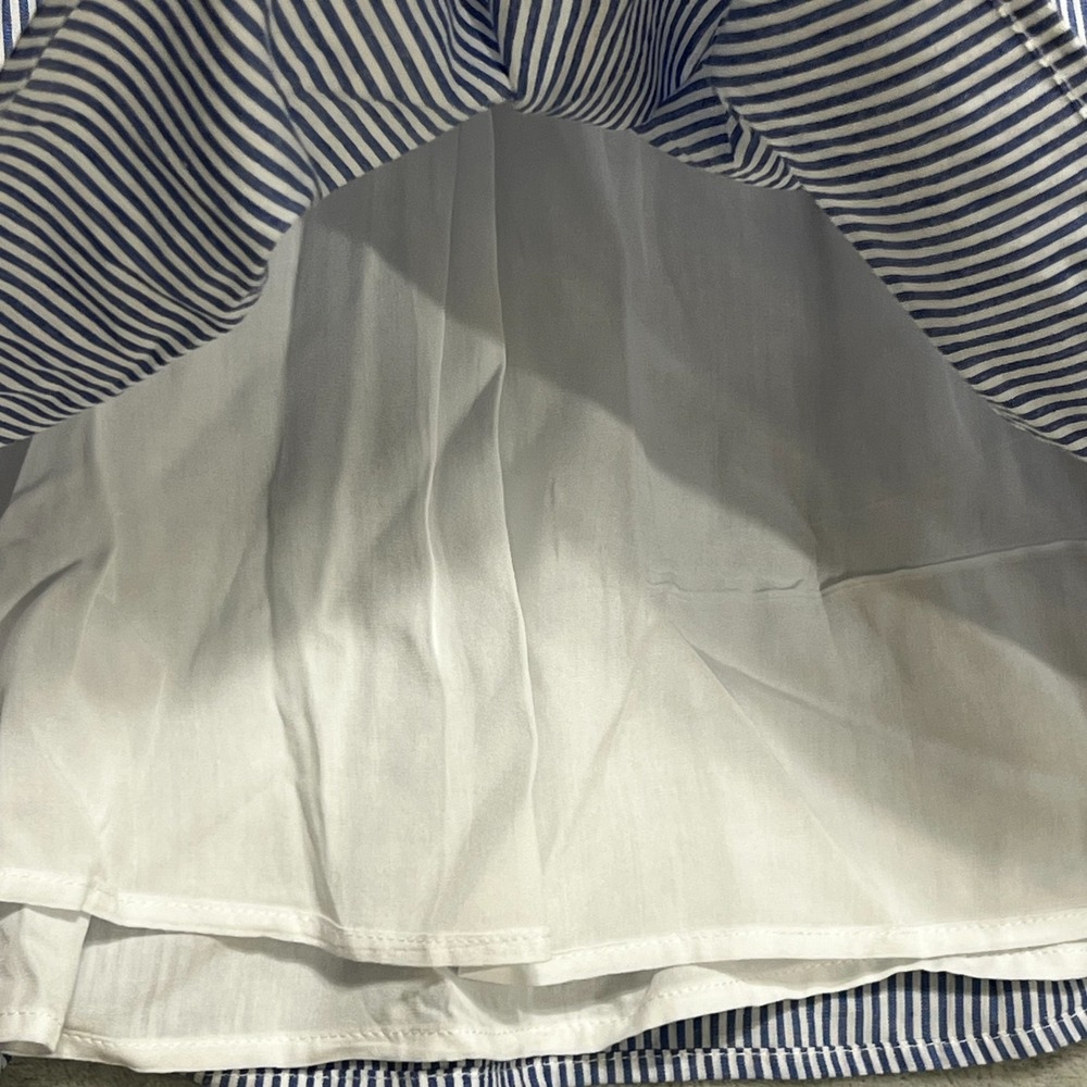 J Marie Embroidered Carli Top Peplum Women S Blue White Striped Floral Lined - Picture 5 of 12